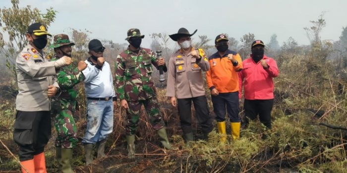 Pemadaman Kebakaran Lahan oleh Tim Gabungan di Desa Tanjung Sari Kecamatan Kuala Cenaku